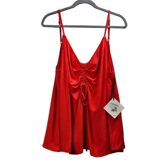 Ava & Viv Women's Tank top Cinched sleeveless sweetheart neck red size 1X - Picture 2 of 7